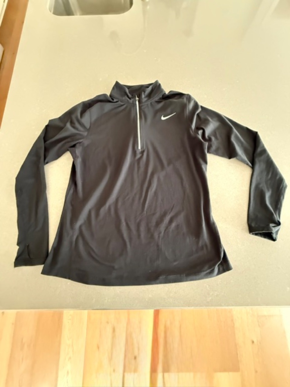 Women's Black Nike Dri-FIT Running Long Sleeve 1/2-Zip Pullover Large EUC